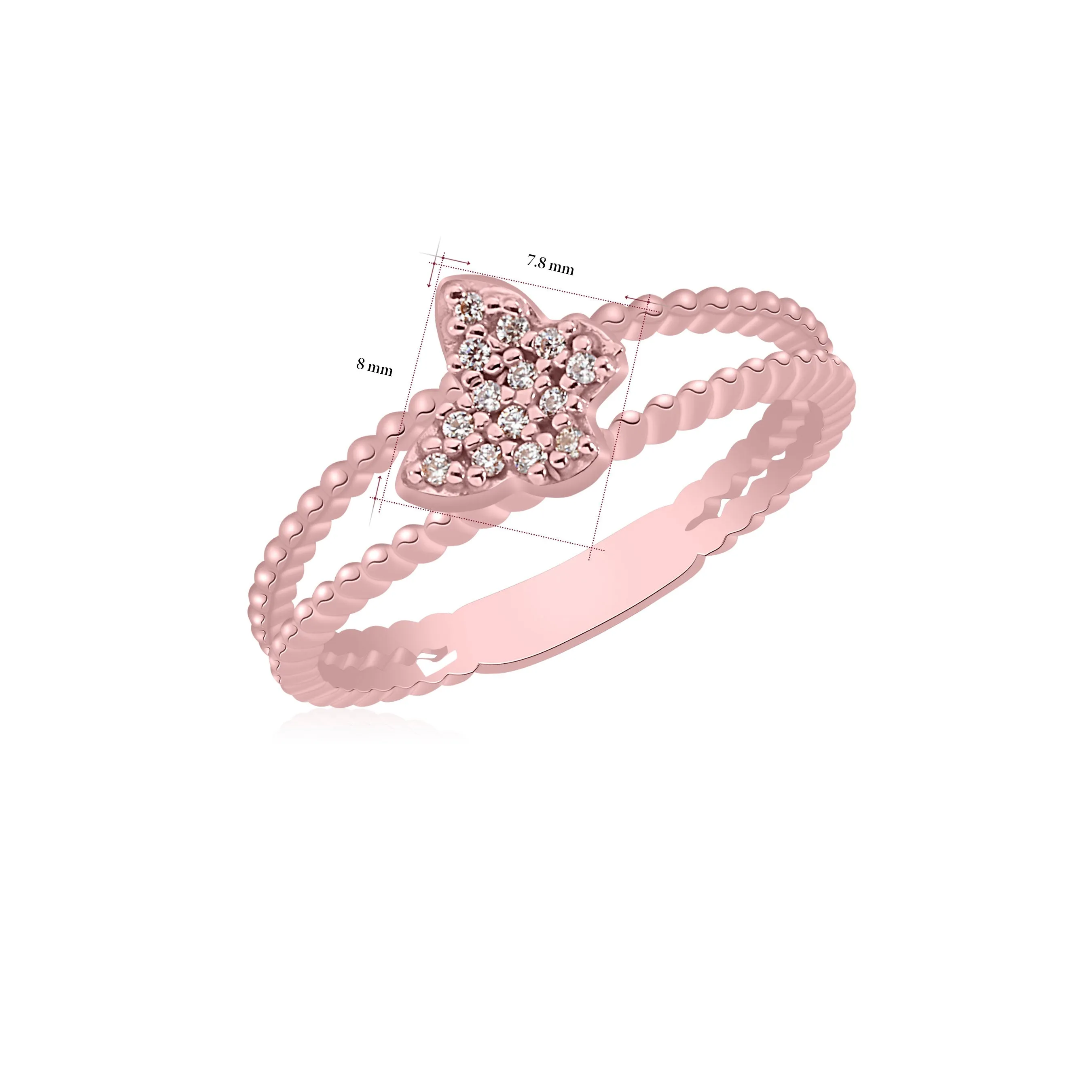 Rose Gold Butterfly CZ Ring by UNICORNJ