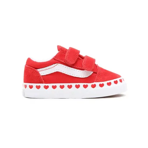 Vans KIDS TODDLER OLD SKOOL VELCRO HEART FOXING Fuchsia Purple/High Risk Red