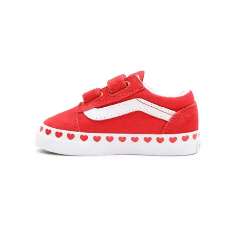 Vans KIDS TODDLER OLD SKOOL VELCRO HEART FOXING Fuchsia Purple/High Risk Red