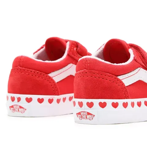 Vans KIDS TODDLER OLD SKOOL VELCRO HEART FOXING Fuchsia Purple/High Risk Red