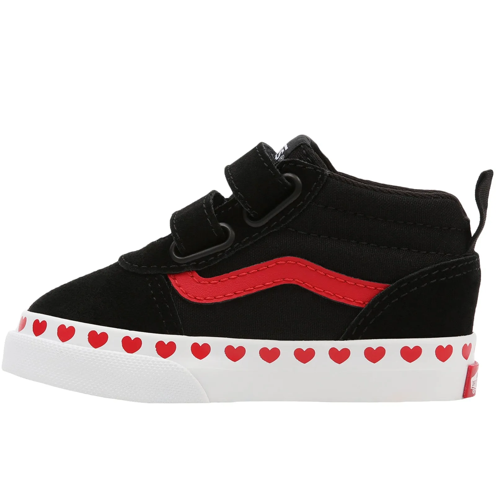 Vans Kids Ward Hook & Loop Trainers - Black/Red