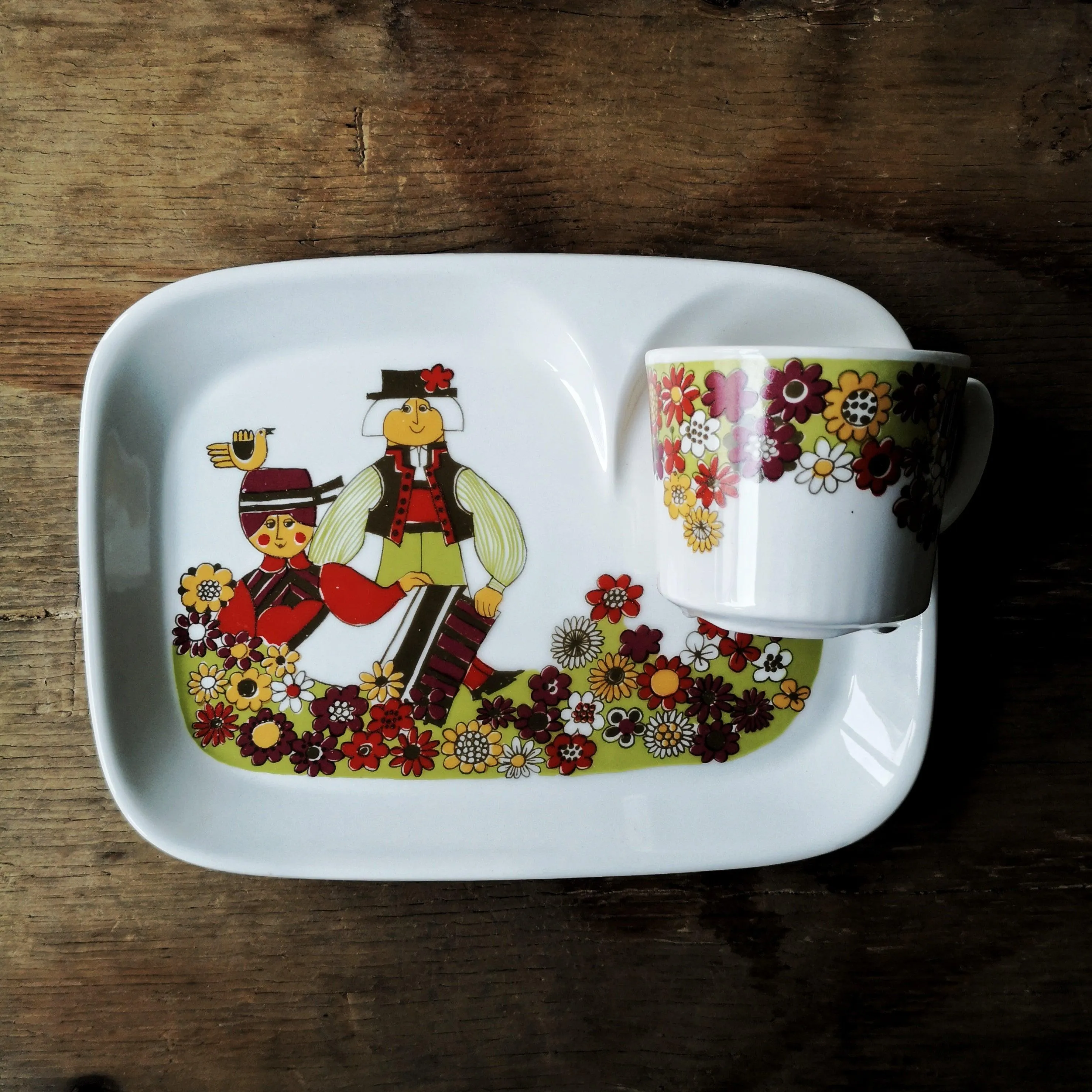 Vintage Kids Plate and Mug Set by Figgjo