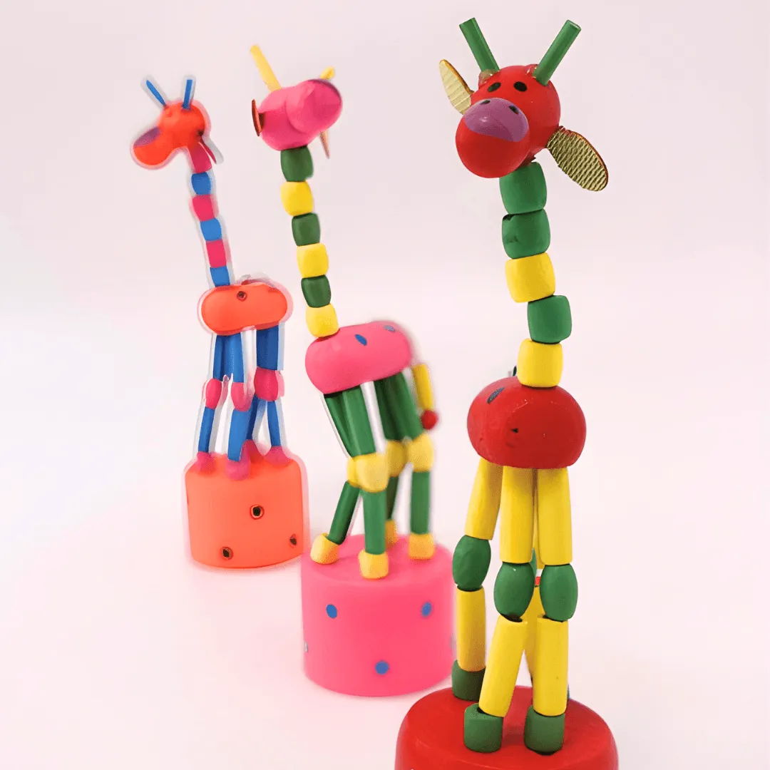 Handmade Wooden Dancing Giraffe Toy for Children