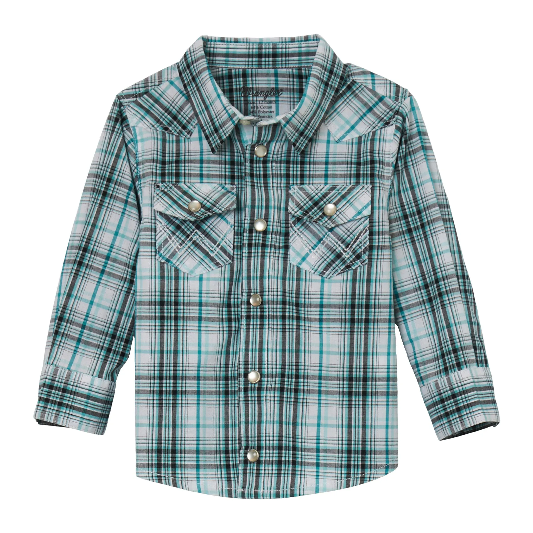 Kids Plaid Shirt in Turquoise/White/Black