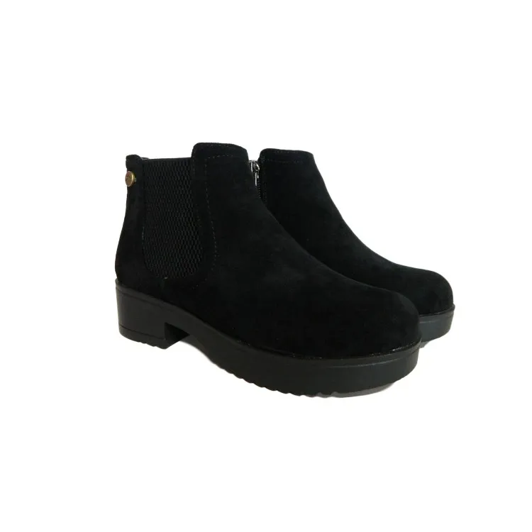 Black Suede XTI Kids 57372 Girls Booties